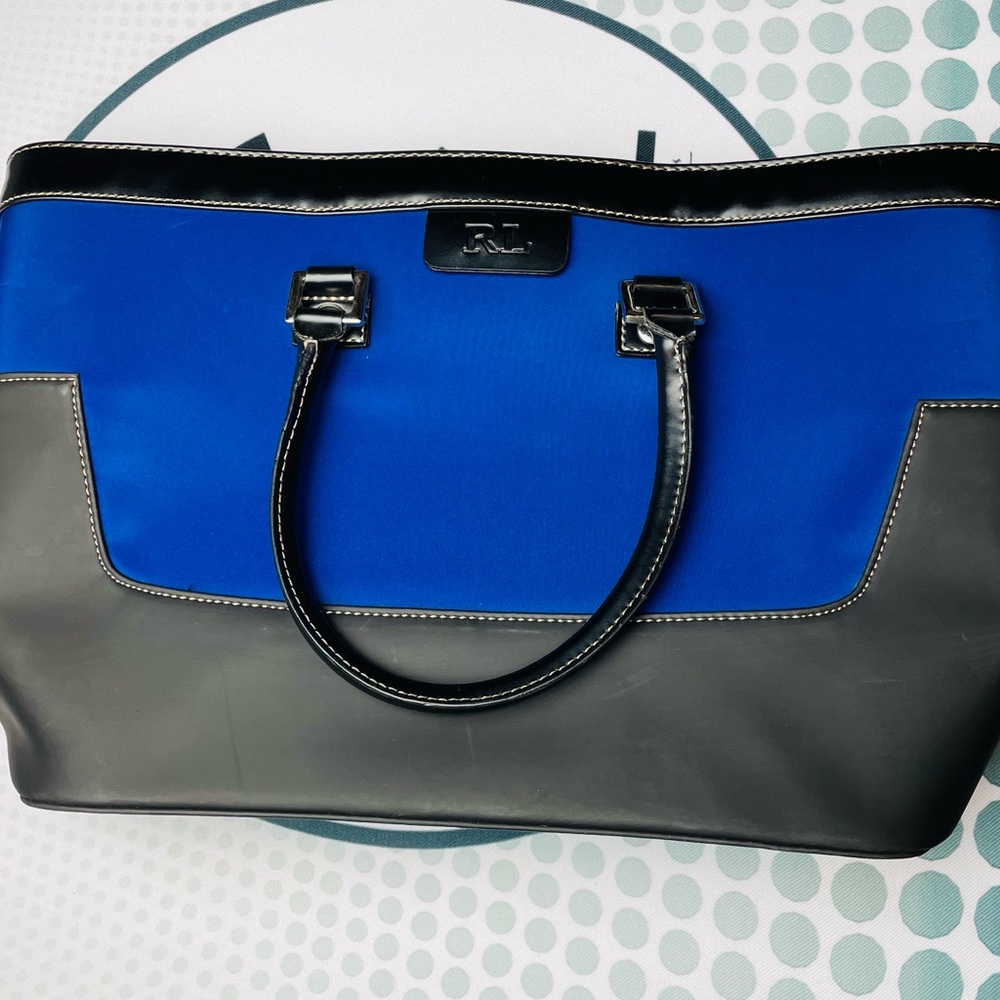 Ralph Lauren Women's Blue/Black Classic Tote Shoulder Bag